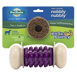 PetSafe Busy Buddy Purple/White Nylon/Rubber Nobbly Nubbly Treat Holding Toy Large 1 pc