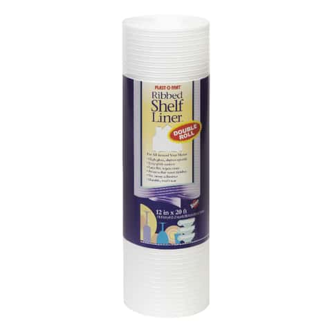 Plast-O-Mat Ribbed Nonadhesive White Shelf Liner