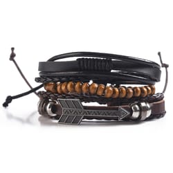 Mad Man Mens Arrow Multicolored Bracelet Alloy/Leather