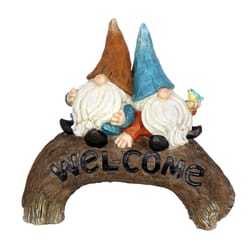 Exhart Resin Multi-color 11 in. Welcome Gnome Garden Statue