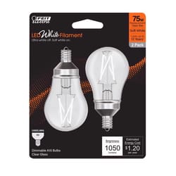 Feit White Filament A15 E12 (Candelabra) Filament LED Bulb Soft White 75 Watt Equivalence 2 pk