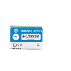 HILLMAN No. 8-32 Ga. X 1/2 in. L Phillips Flat Head Zinc-Plated Steel Machine Screws 100 pk