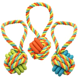 Chomper Assorted TPR Rings Ball with Coiled Dog Tug Toy Medium 1 pk