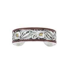 Montana Silversmiths Women's LeatherCut Floral Cuff Multicolored Bracelet Brass Water Resistant