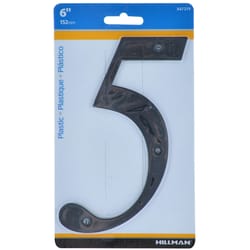 HILLMAN 6 in. Black Plastic Nail-On Number 5 1 pc