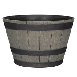 L&G Solutions 12 in. H X 19 in. W X 19 in. D X 19 in. D Polyresin Whiskey Barrel Planter Oak