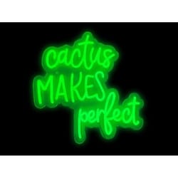 Luxe Light Decor White Acrylic 16.5 in. H Cactus Makes Perfect Faux Neon Porch Sign