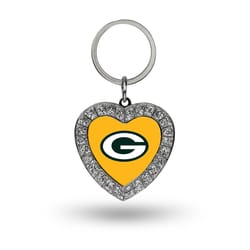 Rico NFL Green Bay Packers Rhinestone Heart Keychain Metal 1 pc