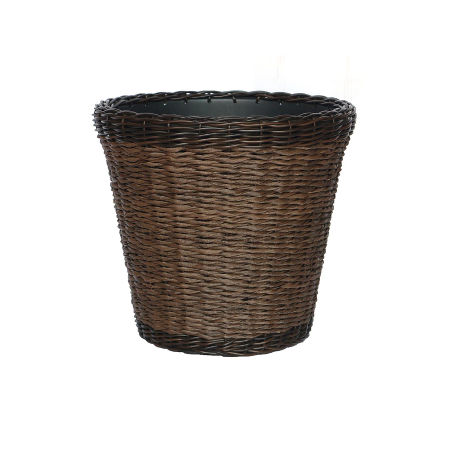 Infinity 13 in. H X 14 in. D Plastic Woven Wicker Planter Brown