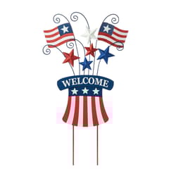 Glitzhome Multicolored Metal/Wood 30.25 in. H X 17 in. L X 1.25 in. W Flags Yard Stake