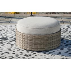 Signature Design by Ashley Calworth Brown Aluminum Frame Ottoman Beige