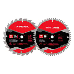 Craftsman 10 in. D X 5/8 in. Carbide Tipped Steel Miter Saw Blade 24T & 60T teeth 2 pk