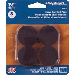 Shepherd Hardware Self-Adhesive Pad 5 mil X 1-1/2 in. W X 1-1/2 in. L Felt Brown 8 pk