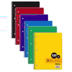 Bazic Products 10-1/2 in. W X 8 in. L Wide Ruled Side-Spiral Assorted Notebook