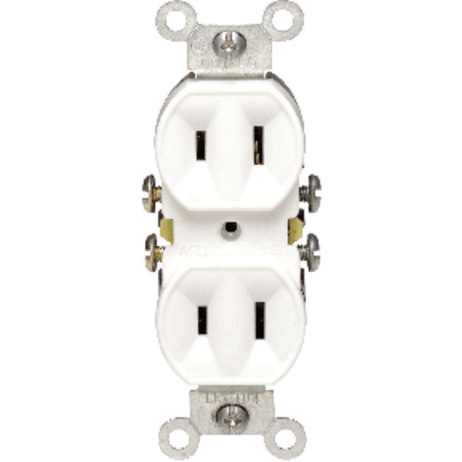 Leviton 15 amps 125 V Duplex White Outlet 1-15R 1 pk - 00223-00W - Electrical Switches  sku 00223-00W