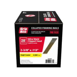 Grip-Rite 2-3/8 in. L X 11-1/2 Ga. Angled Strip Bright Framing Nails 28 deg 2500 pk