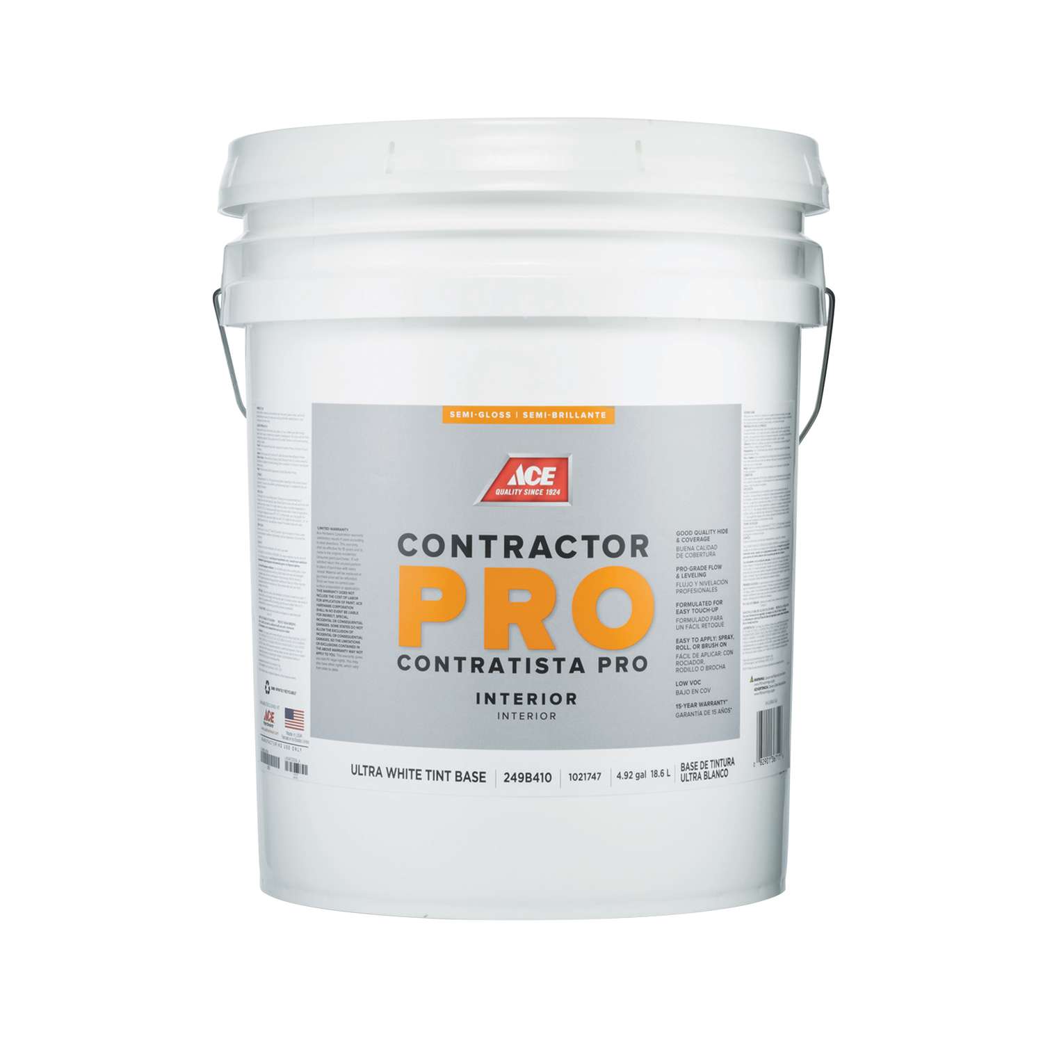 Ace Contractor Pro SemiGloss Tint Base Ultra White Base Paint Interior 5 gal. Ace Hardware