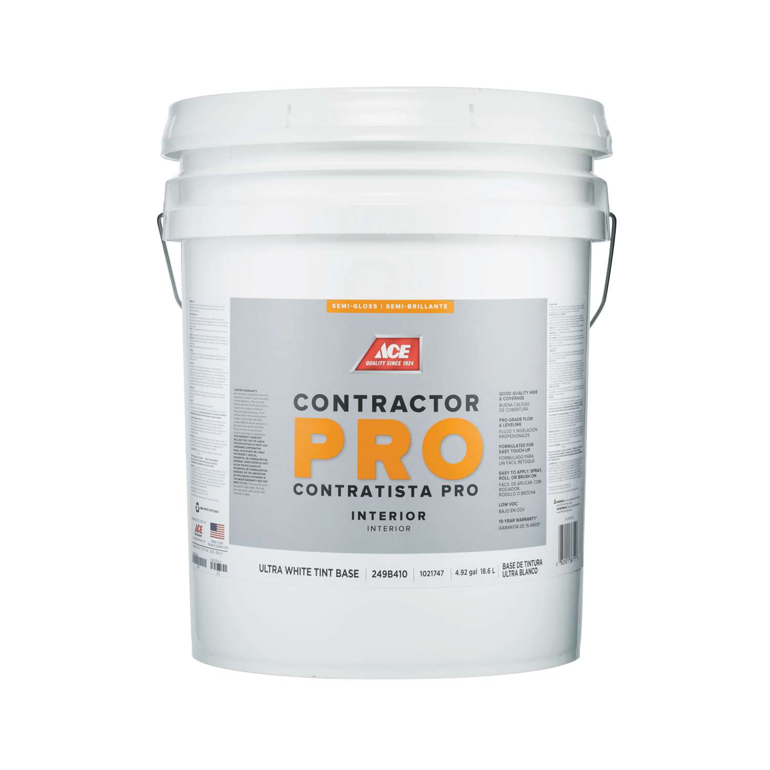 Ace Contractor Pro Semi-Gloss Tint Base Ultra White Base Paint Interior ...