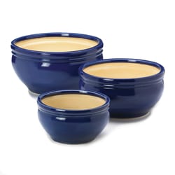 Summerfield Terrace Ceramic 3 Assorted Sizes Planter Set Blue