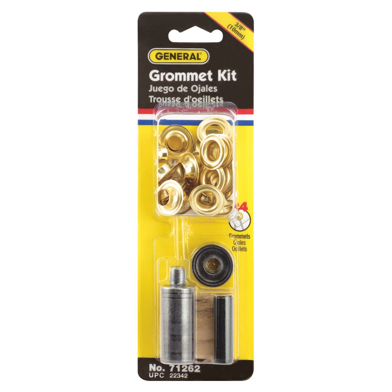 General Grommet Kit, Brass, 3/8 Inch - 24 sets