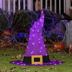 Gemmy Purple 50 ct 30 in. LED Prelit Witch Hat Yard Decor