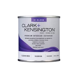 Clark+Kensington High-Gloss Clean Red Premium Paint Exterior and Interior 1/2 pt