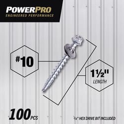 HILLMAN Power Pro No. 10 Ga. X 1.5 in. L Hex Drive Washer Head Coarse Roofing Screws