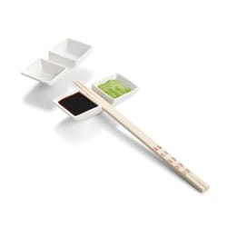 Helen's Asian Kitchen White Ceramic Sauce Dish with Chopstick Rest