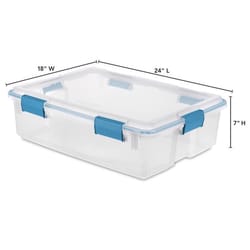 Sterilite 37 qt Clear Latch Storage Box 7 in. H X 18 in. W X 24 in. D Stackable