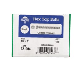 HILLMAN 1/4 in. D X 2 in. L Zinc Plated Steel Hex Tap Bolt 100 pk