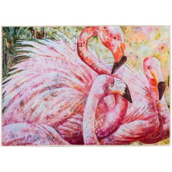 Olivia's Home 22 in. W X 32 in. L Multi-Color Flamingo Fancy Polyester Accent Rug