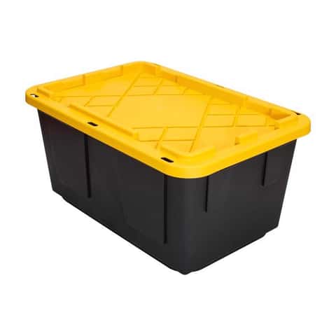 Greenmade 27 gal Black/Yellow Storage Tote 14.7 in. H X 20.4 in. W X 30.4  in. D Stackable - Ace Hardware