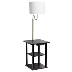 Simple Designs 57 in. Matte Black/White Floor Lamp w/Shelves & USB Ports