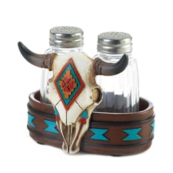 Accent Plus Multicolored Glass/Polyresin Southwestern Salt and Pepper Set 3 pc