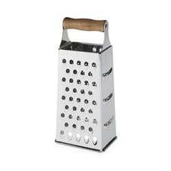 TWINE Rustic Farmhouse Silver Stainless Steel/Wood Cheese Grater