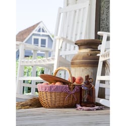 Picnic Time Country Red and White Plaid Wood Picnic Basket