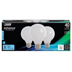 Feit Enhance G25 E26 (Medium) Filament LED Bulb Daylight 40 Watt Equivalence 3 pk