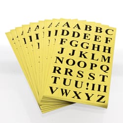 Bazic Products 1/2 in. H X 5/8 in. W Square Black Gold Foil Alphabet Label 378 pk