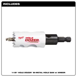 Milwaukee Hole Dozer 1-1/8 in. Bi-Metal 2.7 in. L X 3/8 in. D Hole Saw with Arbor and Pilot Bit