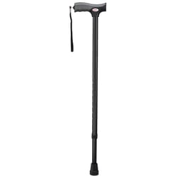 Carex Black Soft-Grip Walking Cane w/Strap Aluminum/Plastic 40 in. H X 5.2 in. L