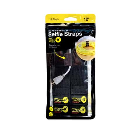 Selfie Straps by Wrap-It Storage - 12-inch 8-Pack Black - Elastic