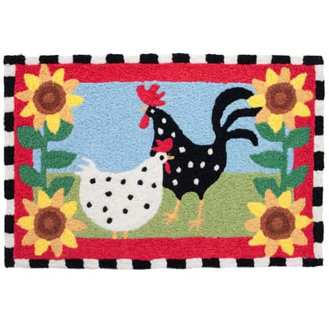 Jellybean 20 in. W X 30 in. L Multicolored Funky Chickens Polyester ...