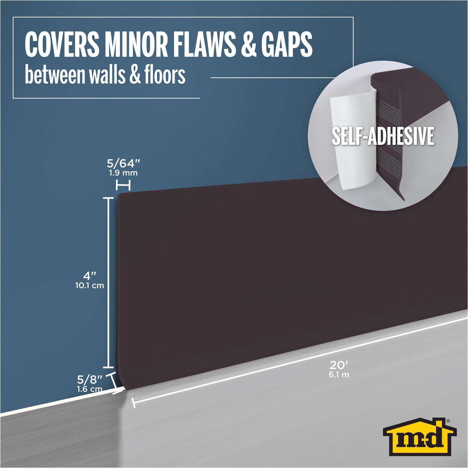 M-D 4 in. H X 20 ft. L Prefinished Brown Vinyl Wall Base