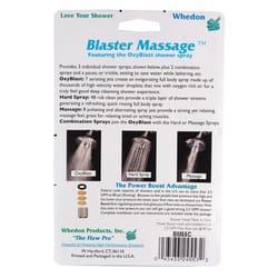 Whedon Blaster Massage Matte Black Plastic 5 settings Wallmount Showerhead 2.5 gpm