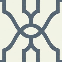 Magnolia Home by Joanna Gaines 396 in. L Woven Trellis Federal Blue on White Paper Wallpaper