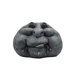 Luxe Light Decor Gray Resin/Stone 8.9 in. H X 13 in. W Stone Face with Solar LEDs Tongue Out Statue