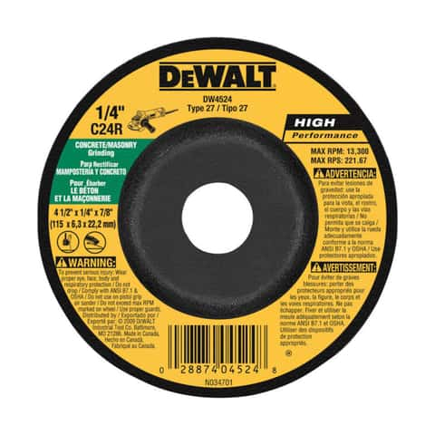 DeWalt 4-1/2 in. D X 7/8 in. Masonry Grinding Wheel - Ace Hardware