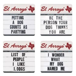 El Arroyo Multicolored Ceramic/Cork Coaster Set