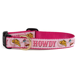 Up Country Pink Howdy Nylon Dog Collar Medium