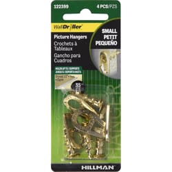 HILLMAN Brass-Plated Gold Drywall Picture Hook 35 lb 4 pk